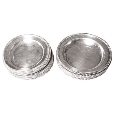 Lot 295 - Set of Twelve Silver Plated Soup Plates;...