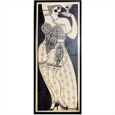 Lot 93 - Edward Faiers WOMAN Woodcut, 1963, signed,...