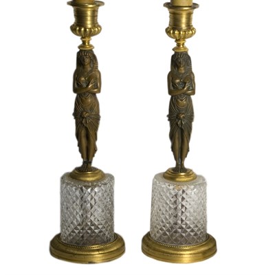 Lot 329 - Pair of Egyptian Revival Style Glass and...