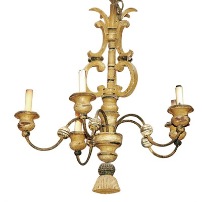 Lot 373 - French Provincial Painted Wood Five-Light...