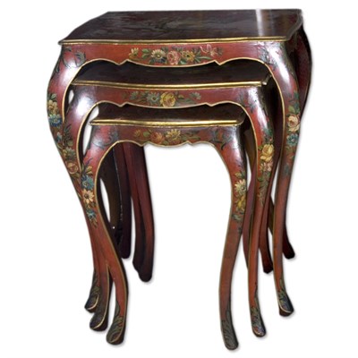 Lot 402 - Nest of Three Italian Rococo Style Polychrome...