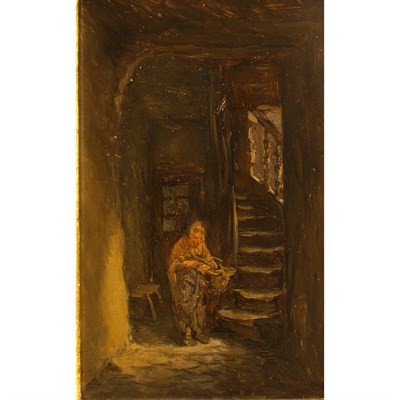 Lot 12 - Anton Burger German, 1824-1905 Woman with a...