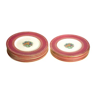Lot 436 - Set of Twelve Mintons Floral Decorated...