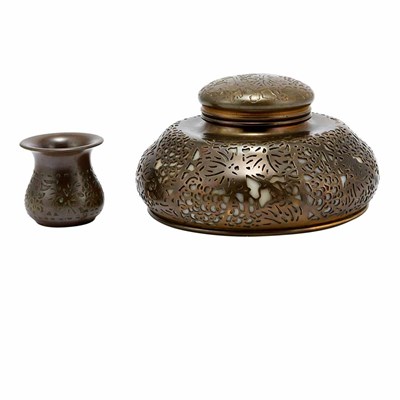 Lot 488 - Two Tiffany Studios Bronze Desk Articles In...