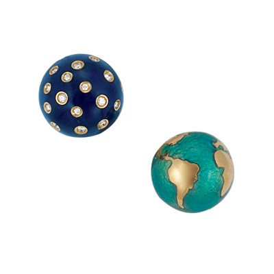 Lot 175 - Pair of Gold, Enamel and Diamond Earrings, Verdura
