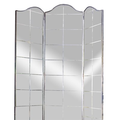 Lot 455 - Mirrored Three-Panel Screen Height 6 feet 5...