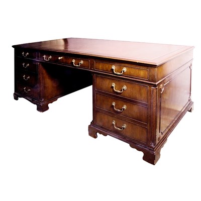 Lot 96 - George III Style Mahogany Pedestal Desk Height...