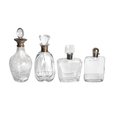 Lot 328A - Group of Four Silver Mounted Glass Decanters