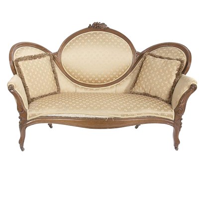 Lot 127 - Rococo Revival Carved Mahogany Settee Late...
