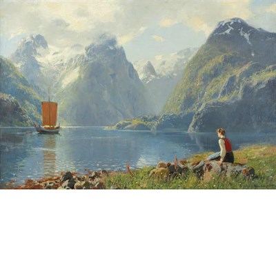Lot 5 - Hans Andreas Dahl Norwegian, 1881-1919 Girl...