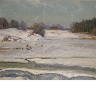 Lot 49 - Thorolf Homboe Norwegian, 1866-1935 Snowy...