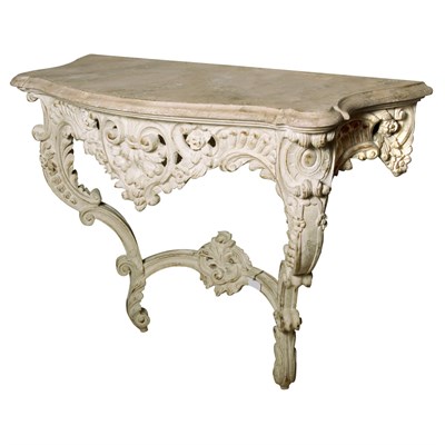 Lot 176 - Louis XV Style Painted and Carved Wood Console...