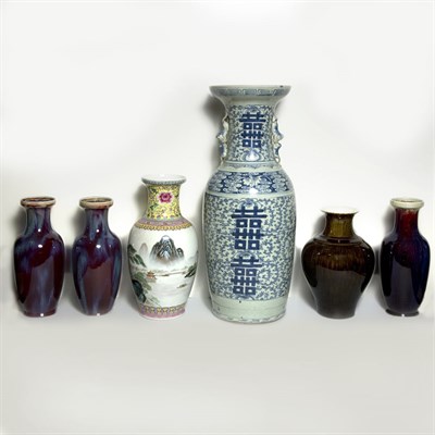 Lot 143 - Group of Six Chinese Porcelain Vases Including...