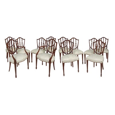 Lot 496 - Set of Twelve George III Mahogany Dining...