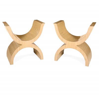 Lot 91 - Manner of Karl Springer Pair of X-Form Chairs,...