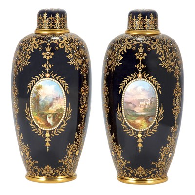 Lot 337 - Pair of Coalport Landscape and Gilt Decorated...