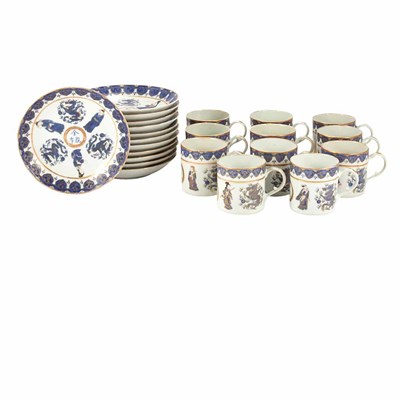 Lot 395 - Set of Chinese Export Blue and Gilt Decorated...