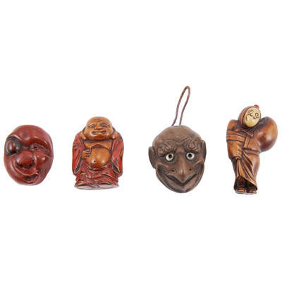Lot 19 - Group of Four Japanese Boxwood Netsuke 19th...