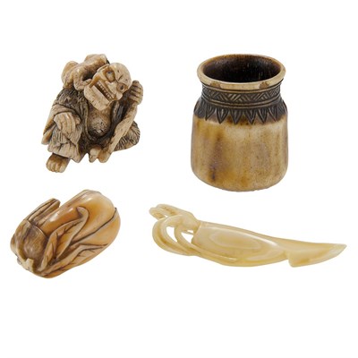 Lot 18 - Group of Three Japanese Ivory Netsuke...