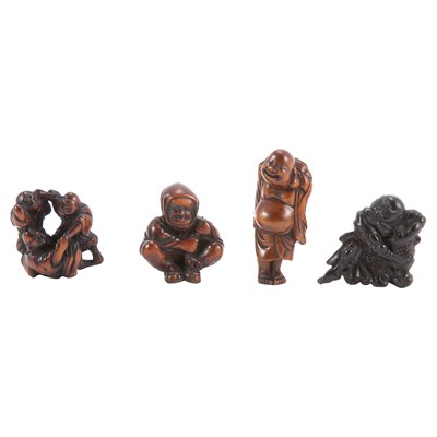Lot 12 - Group of Four Japanese Boxwood Netsuke 19th...