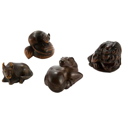 Lot 10 - Group of Four Japanese Boxwood Netsuke 19th...