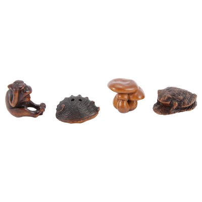 Lot 28 - Group of Four Japanese Boxwood Netsuke...