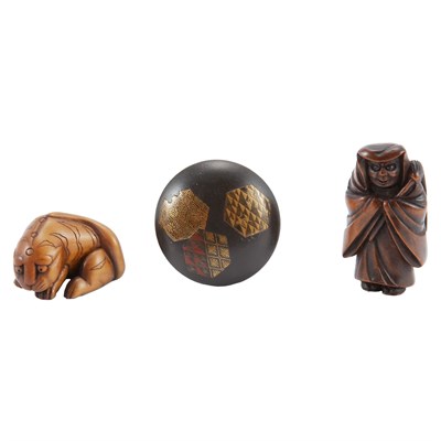 Lot 31 - Group of Three Japanese Boxwood Netsuke...