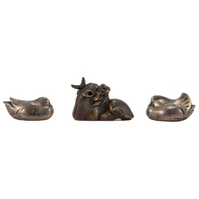 Lot 23 - Two Japanese Silver Weights 19th Century Each...