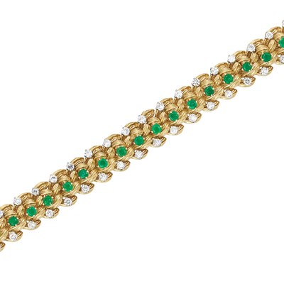 Lot 140 - Gold, Emerald and Diamond Bracelet