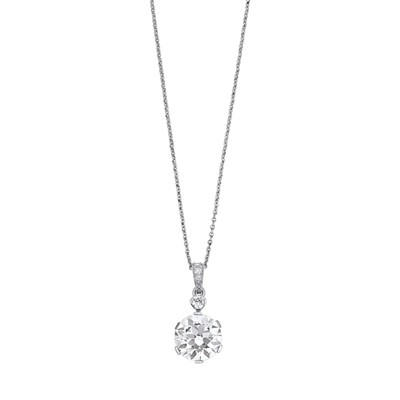 Lot 638 - Platinum and Diamond Pendant with White Gold Chain