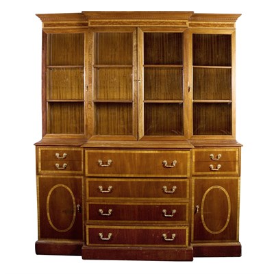 Lot 159 - George III Style Breakfront Secretary Bookcase...