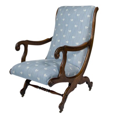 Lot 142 - Rococo Revival Mahogany Upholstered Easy...