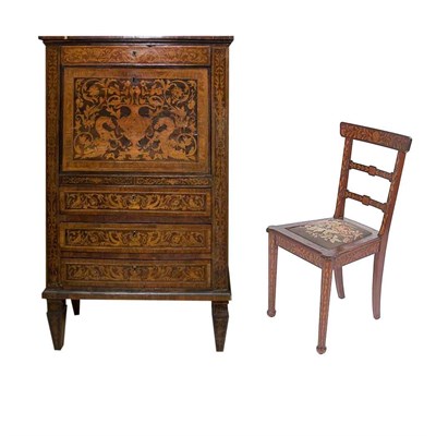 Lot 518 - Continental Neoclassical Style Marquetry...