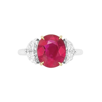 Lot 517 - Platinum, Gold, Ruby and Diamond Ring