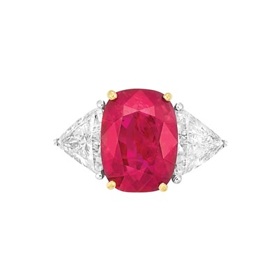 Lot 515 - Platinum, Gold, Ruby and Diamond Ring