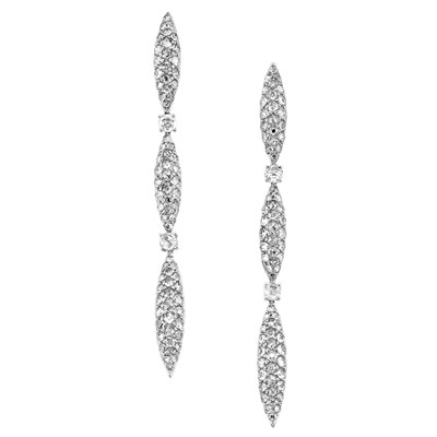 Lot 301 - Pair of White Gold and Diamond Pendant-Earrings