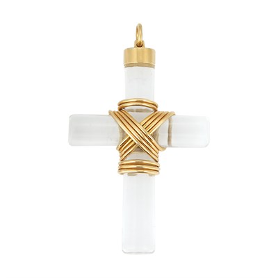 Lot 50 - Gold and Rock Crystal Cross Pendant