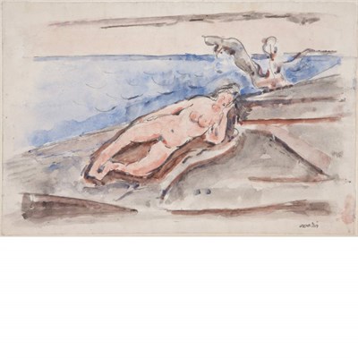 Lot 241 - John Marin American, 1870-1953 Nude on a Beach,...