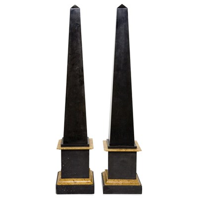 Lot 326 - Pair of Black Obelisks Height 20 inches.