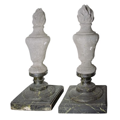 Lot 214 - Pair of Composition Finials on Faux Marble...