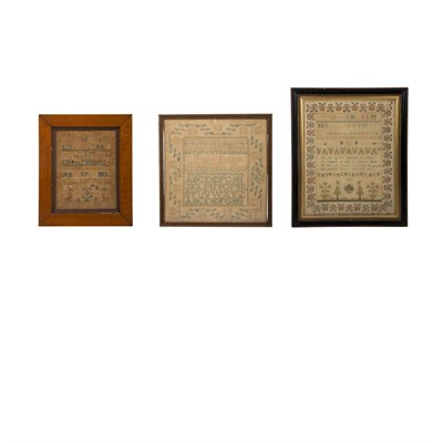 Lot 185 - Three Needlework Samplers Including an English...
