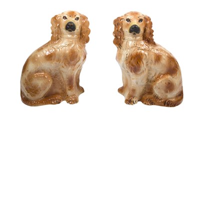 Lot 164 - Pair of Staffordshire Pottery Figures of...