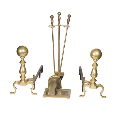 Lot 171 - Group of Brass Fireplace Equipment 19th...