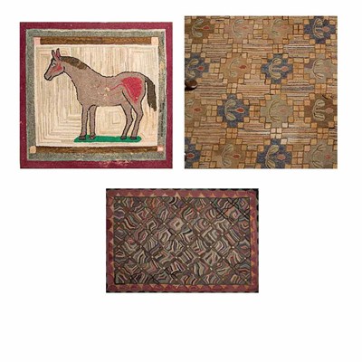Lot 467 - Group of Three American Hooked Rugs United...