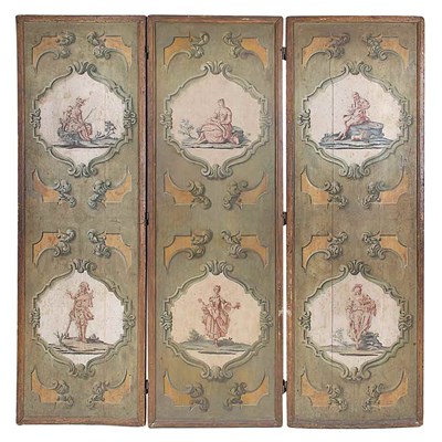 Lot 199 - Italian Rococo Style Painted Three-Panel...