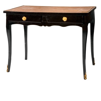 Lot 231 - Provincial Louis XV Ebonized Bureau Plat Mid...