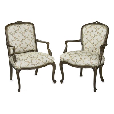 Lot 362 - Two Louis XV Style Painted Wood Fauteuils