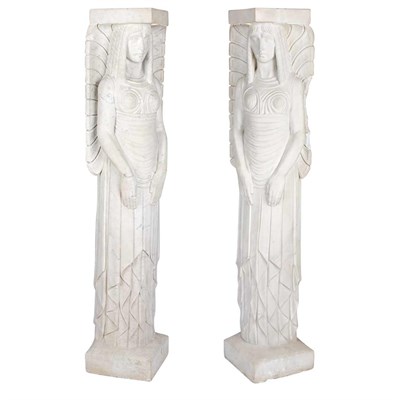 Lot 325 - Companion Pair of Carved Marble Architectural...
