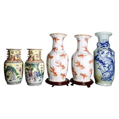 Lot 164 - Group of Five Chinese Porcelain Vases...