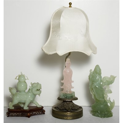 Lot 339 - Group of Three Chinese Hardstone Figures One...
